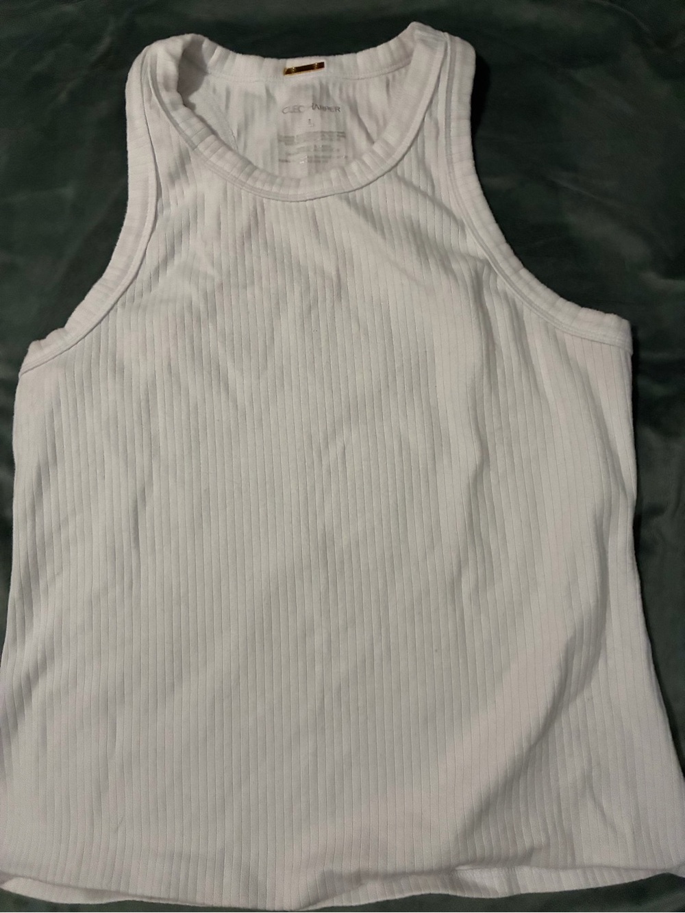 Cleo Harper White Ribbed Tank - High Neck Slim Fit